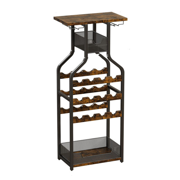 17 Stories Wita 16 Bottle Floor Wine Bottle & Glass Rack Wayfair